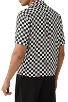 Logo Print Checkerboard Bowling Shirt
